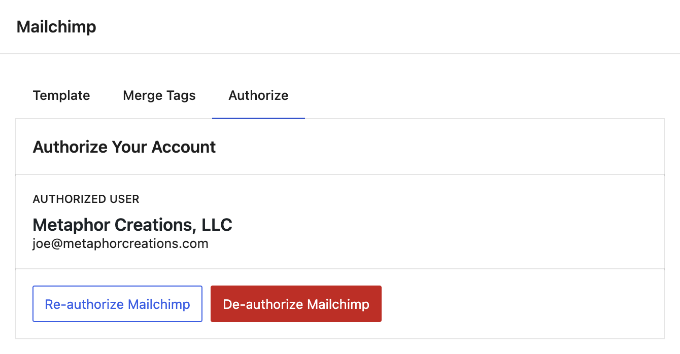 Authorization screen